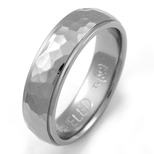 Baylor 1 titanium ring with hammered finish | Titanium Wedding Rings ...