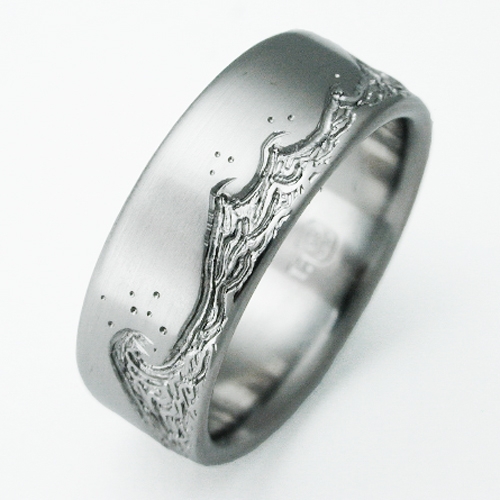Eastbourne 3 titanium ring with waves | Titanium Wedding Rings