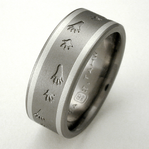 finger how waves do titanium ring with raccoon tracks  Silvis  Titanium