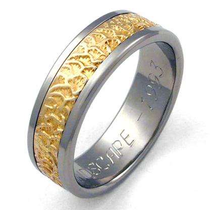 Garfield titanium ring with brocade finish | Titanium Wedding Rings ...
