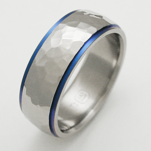 Baylor 2 titanium ring with hammered finish | Titanium Wedding Rings ...
