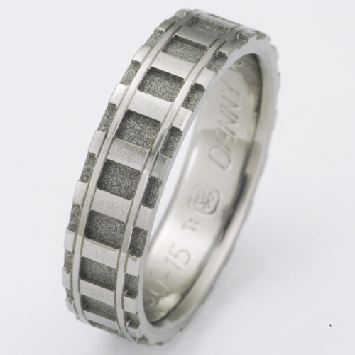 Denver titanium ring with railroad tracks Titanium Wedding Rings