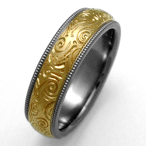 Geneva titanium ring with scrollwork | Titanium Wedding Rings ...